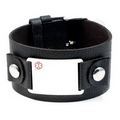 Daxton Medical Black Leather & Steel Bracelet 6 - 8 Inch